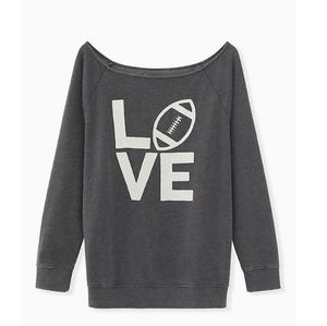 Torrid Football Love Off Shoulder Sweatshirt